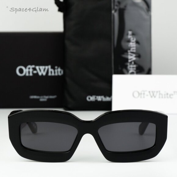 Off-White Women Sunglasses Black Grey Rectangle OERI138 CHARLOTTE 1007 BRAND NEW - Picture 3 of 14